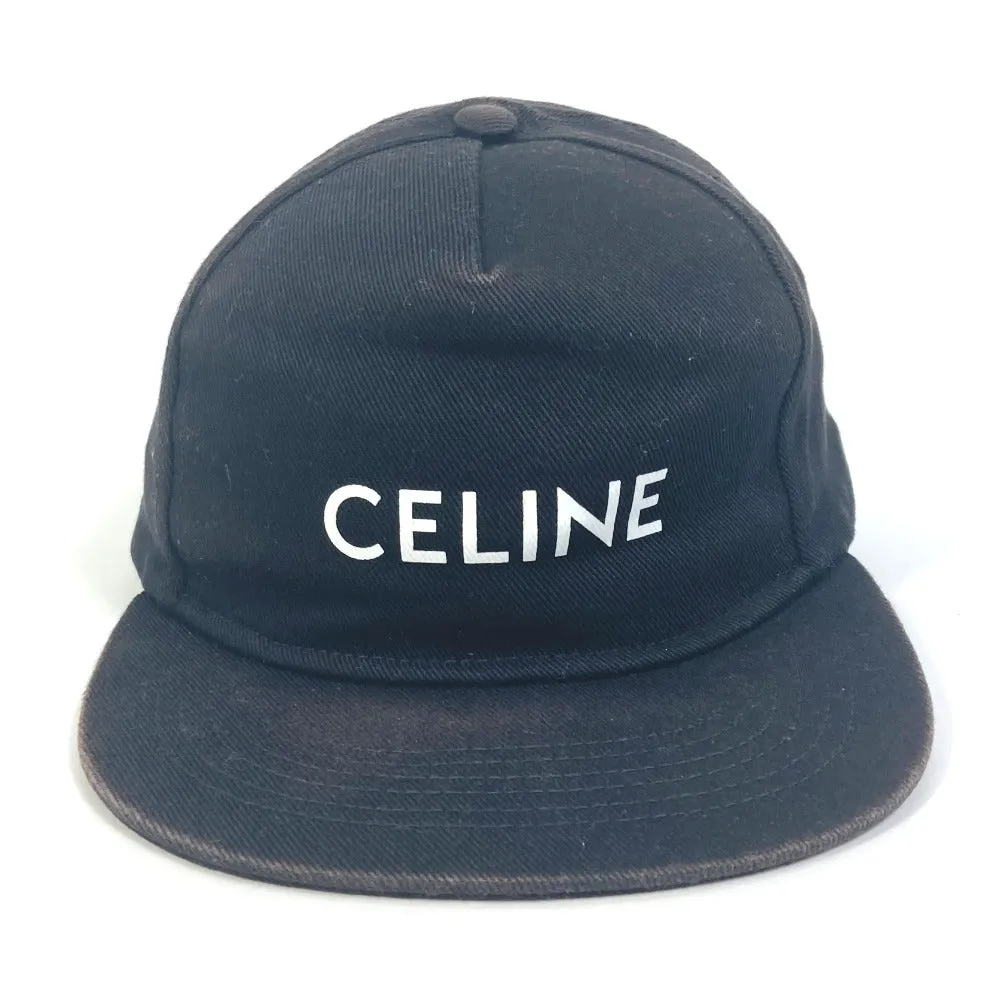 CELINE cap cotton black hat logo hat unisex(Unisex) Used Authentic