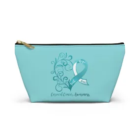 Cervical Cancer Awareness Heart "Teal" T-Bottom Accessory Pouch (Dual-Sided Design)