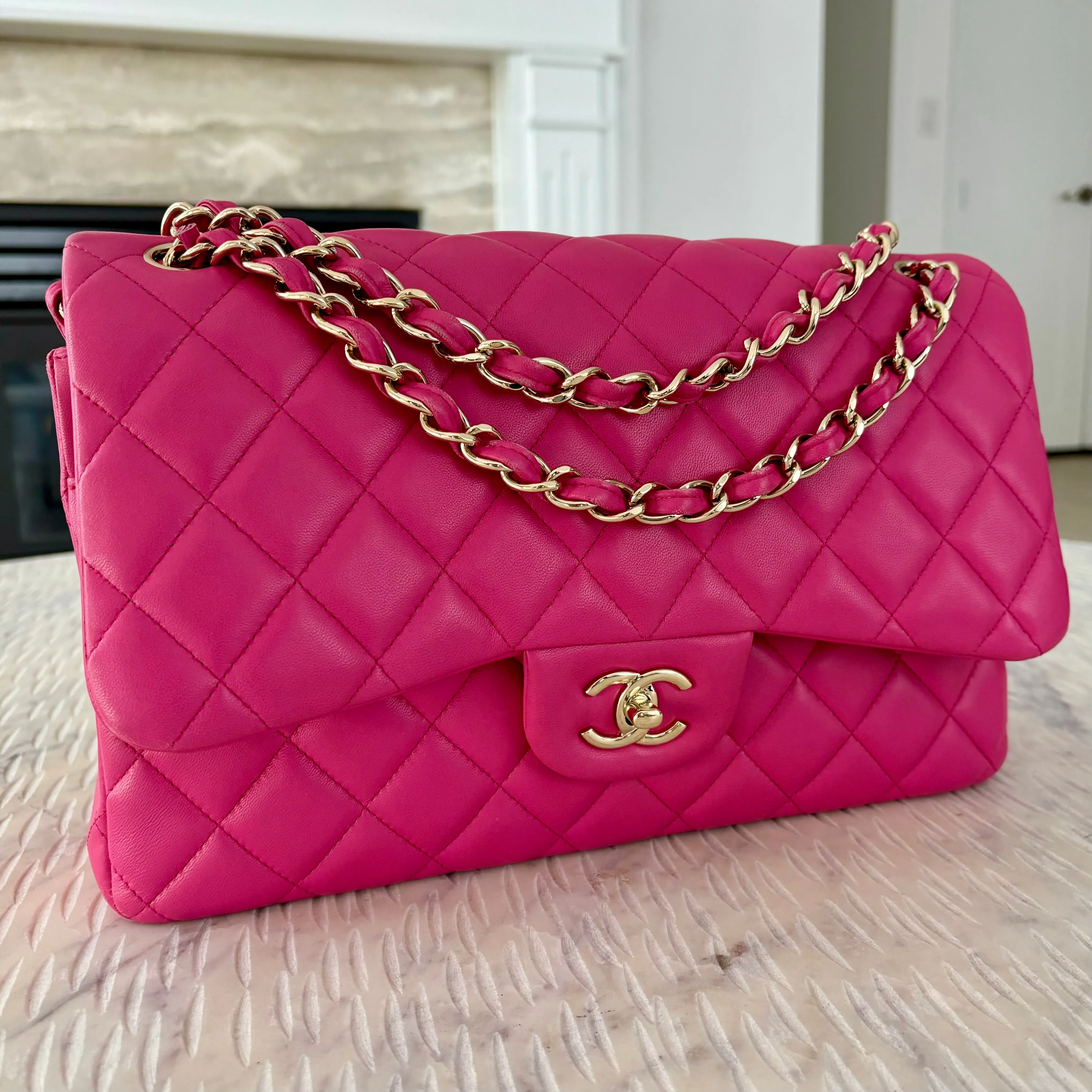 Chanel Classic Flap Jumbo Fuchsia Lambskin LGHW