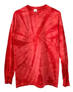 Cherry Red Tie-Dye Long Sleeve Unisex Tee