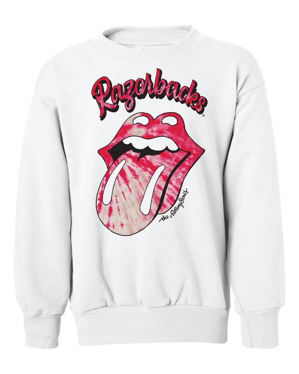 Children's Rolling Stones Razorbacks Tie Dye Lick White Sweatshirt