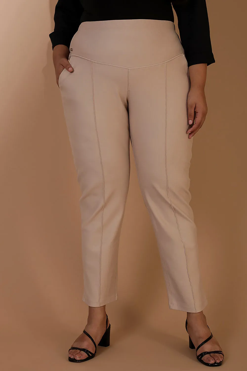 Cream Crease Seam Tummy Tucker Pants