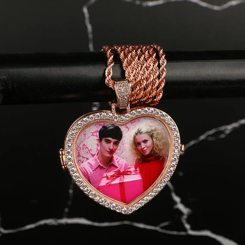 Custom Photo Medallion Heart Necklace -Custom Heart Medallion Locket