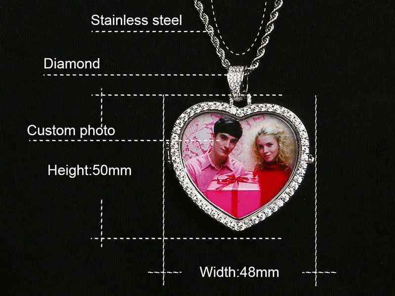 Custom Photo Medallion Heart Necklace -Custom Heart Medallion Locket