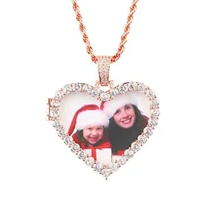 Custom Photo Medallion Heart Necklace -Custom Heart Medallion Locket