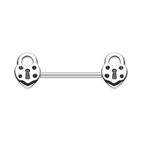 Dainty Heart Lock Nipple Barbell Ring