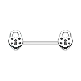 Dainty Heart Lock Nipple Barbell Ring