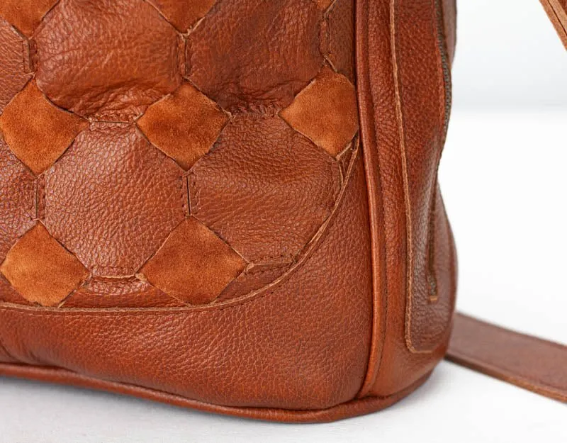 Danae bag - Brown handwoven leather