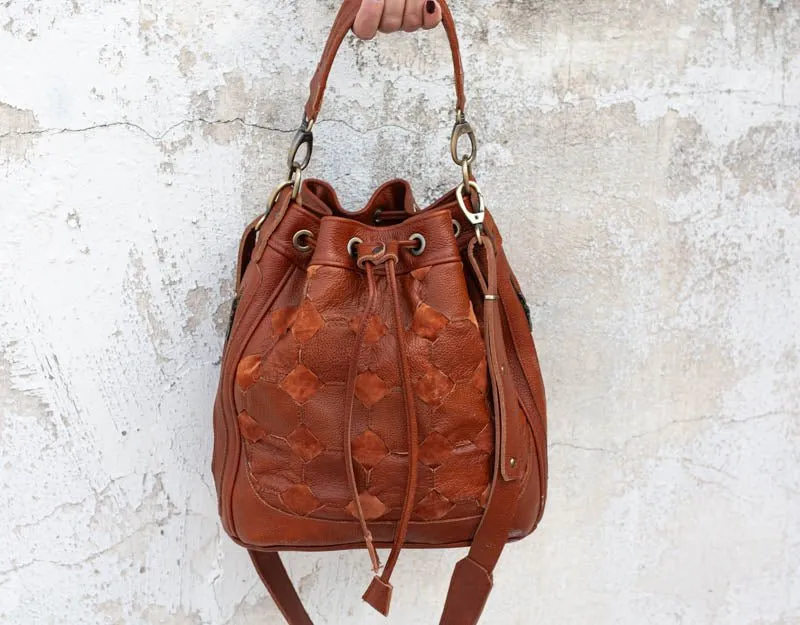 Danae bag - Brown handwoven leather