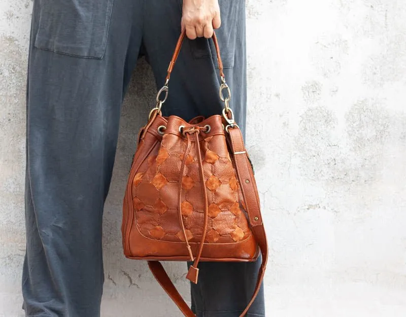 Danae bag - Brown handwoven leather