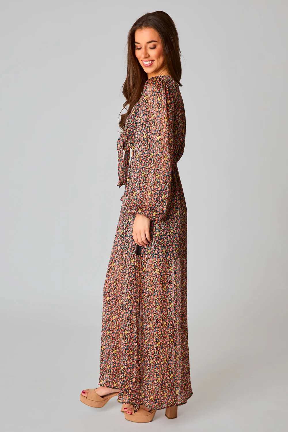 Desirae Long Sleeve Maxi Dress - Color Burst