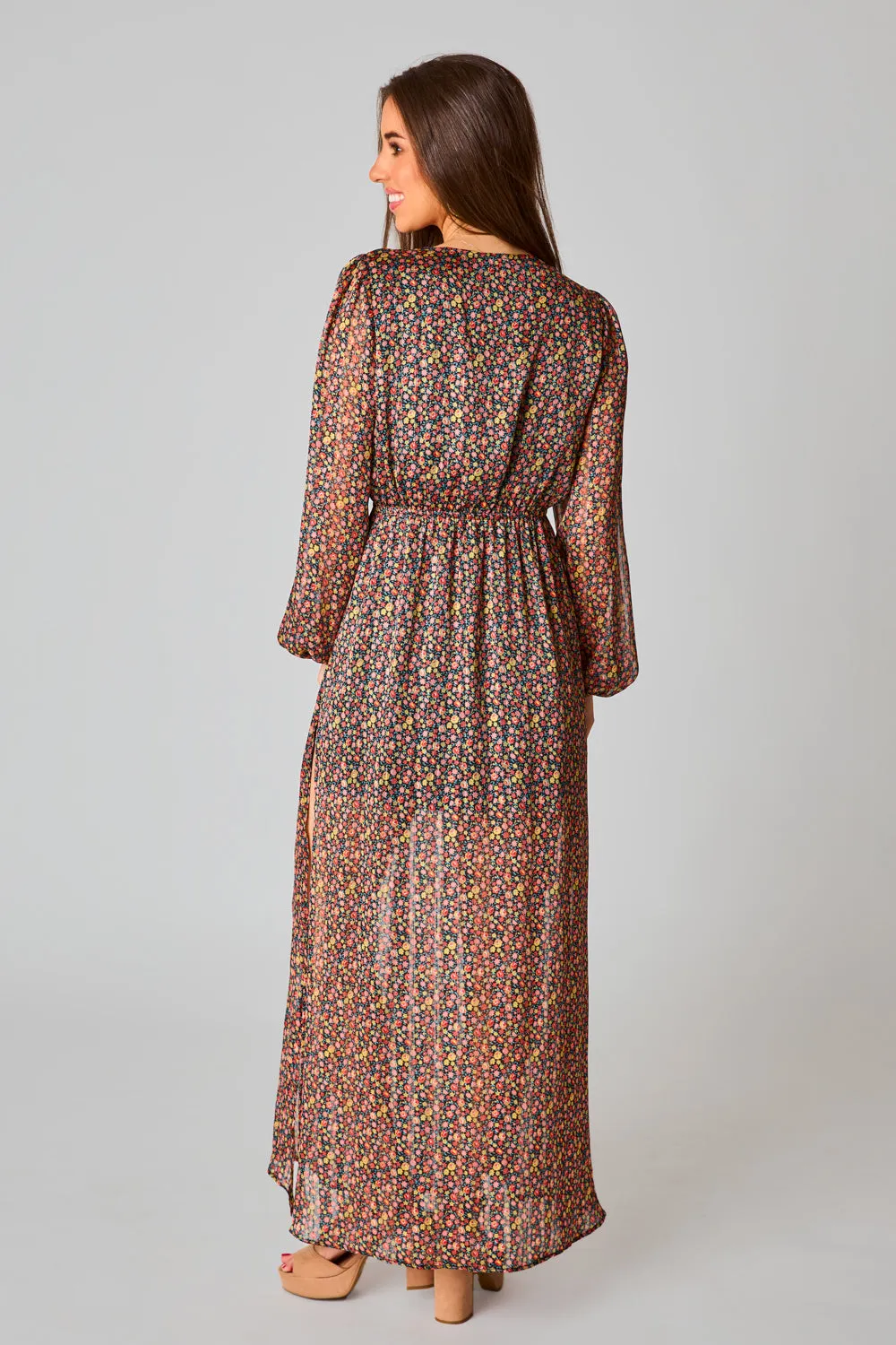 Desirae Long Sleeve Maxi Dress - Color Burst