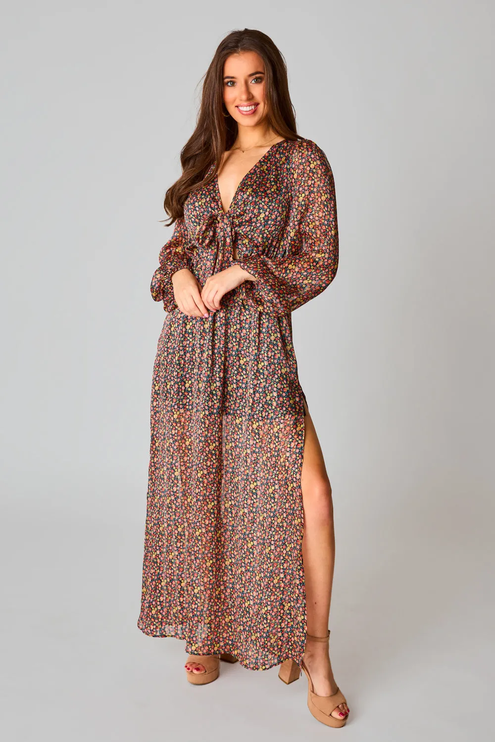 Desirae Long Sleeve Maxi Dress - Color Burst