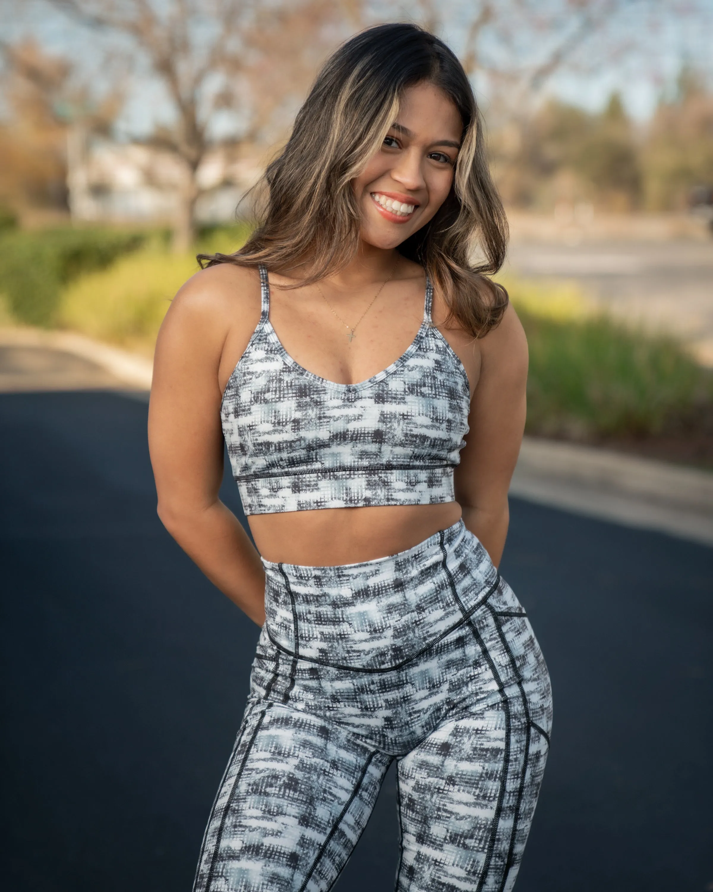 Devine Mesh Sports Bra - Digital Plaid