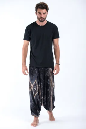 Diamond Peacock Drop Crotch Men's Harem Pants in Black