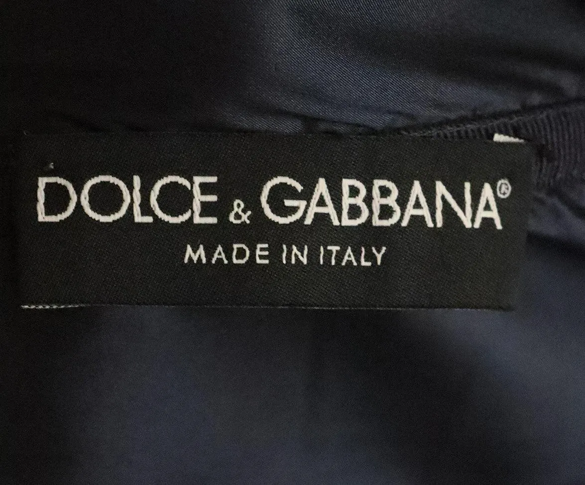 Dolce & Gabbana Navy & Purple Gathered Silk Dress sz 4