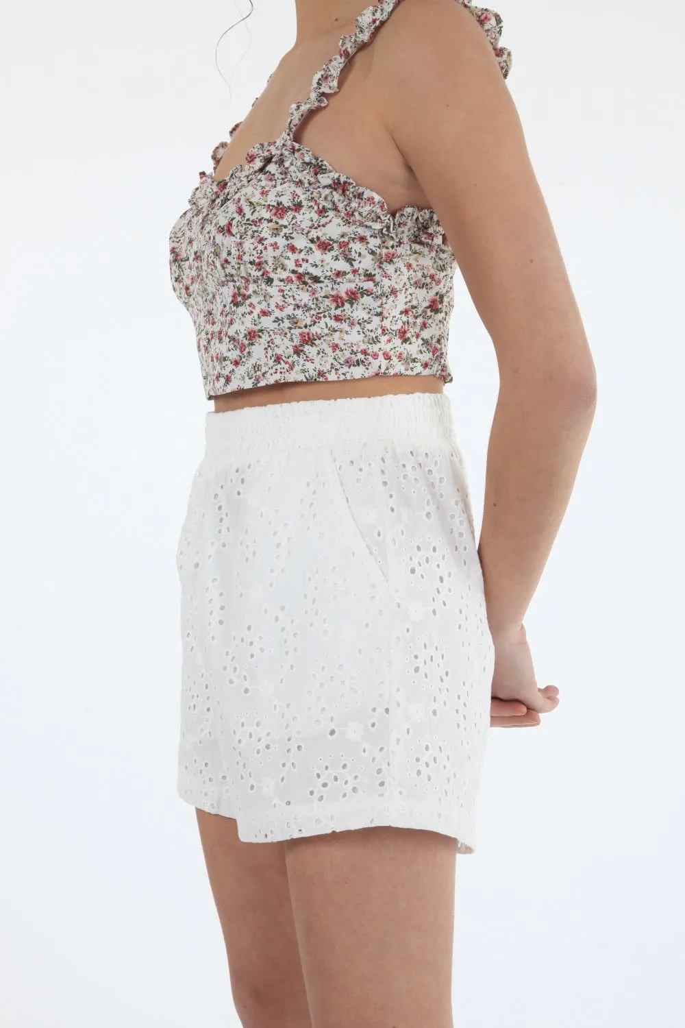 Double Second White Broiderie Shorts