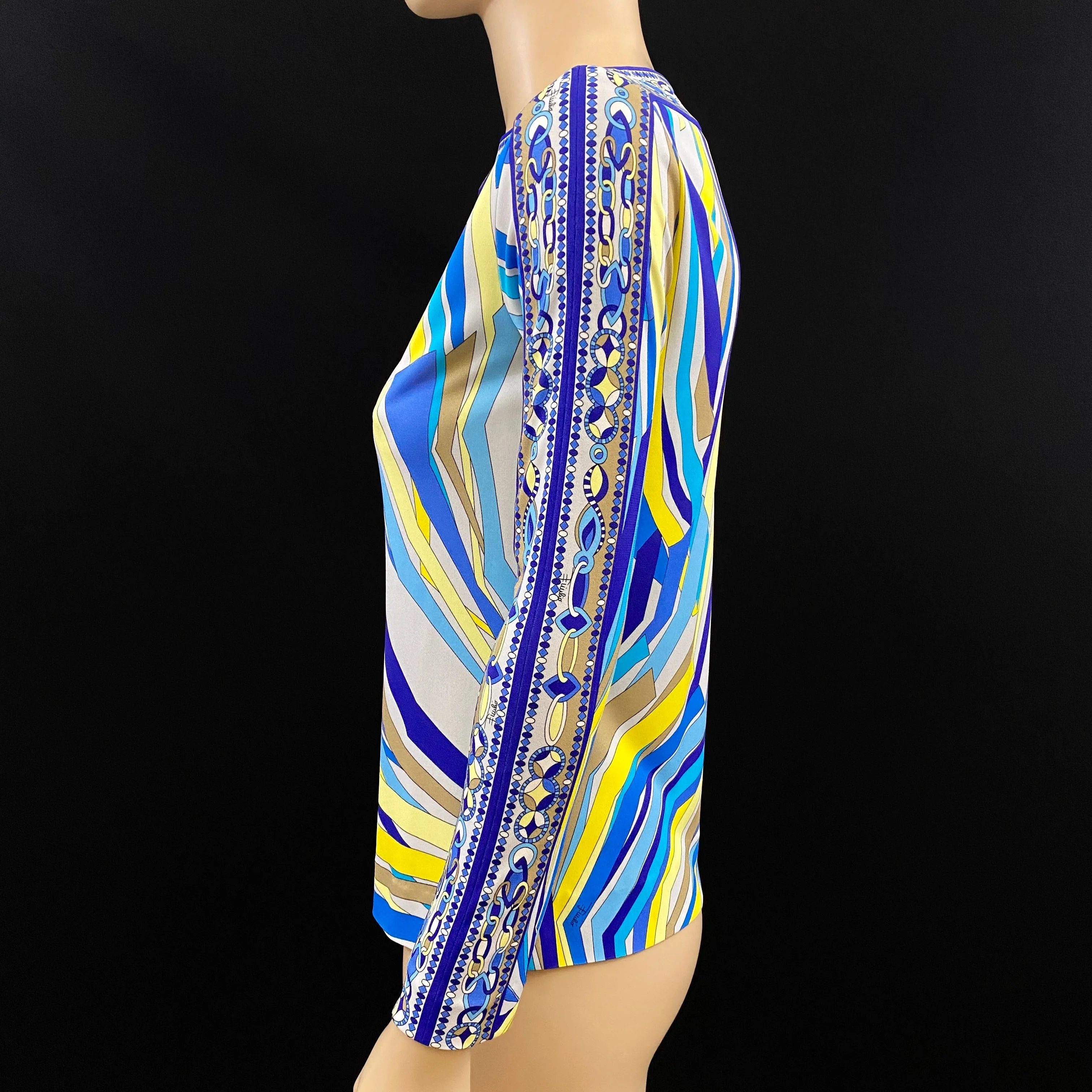 Emilio Pucci 2PC Abstract Print Silk Jersey Skirt Long Sleeve Top 42 | 8