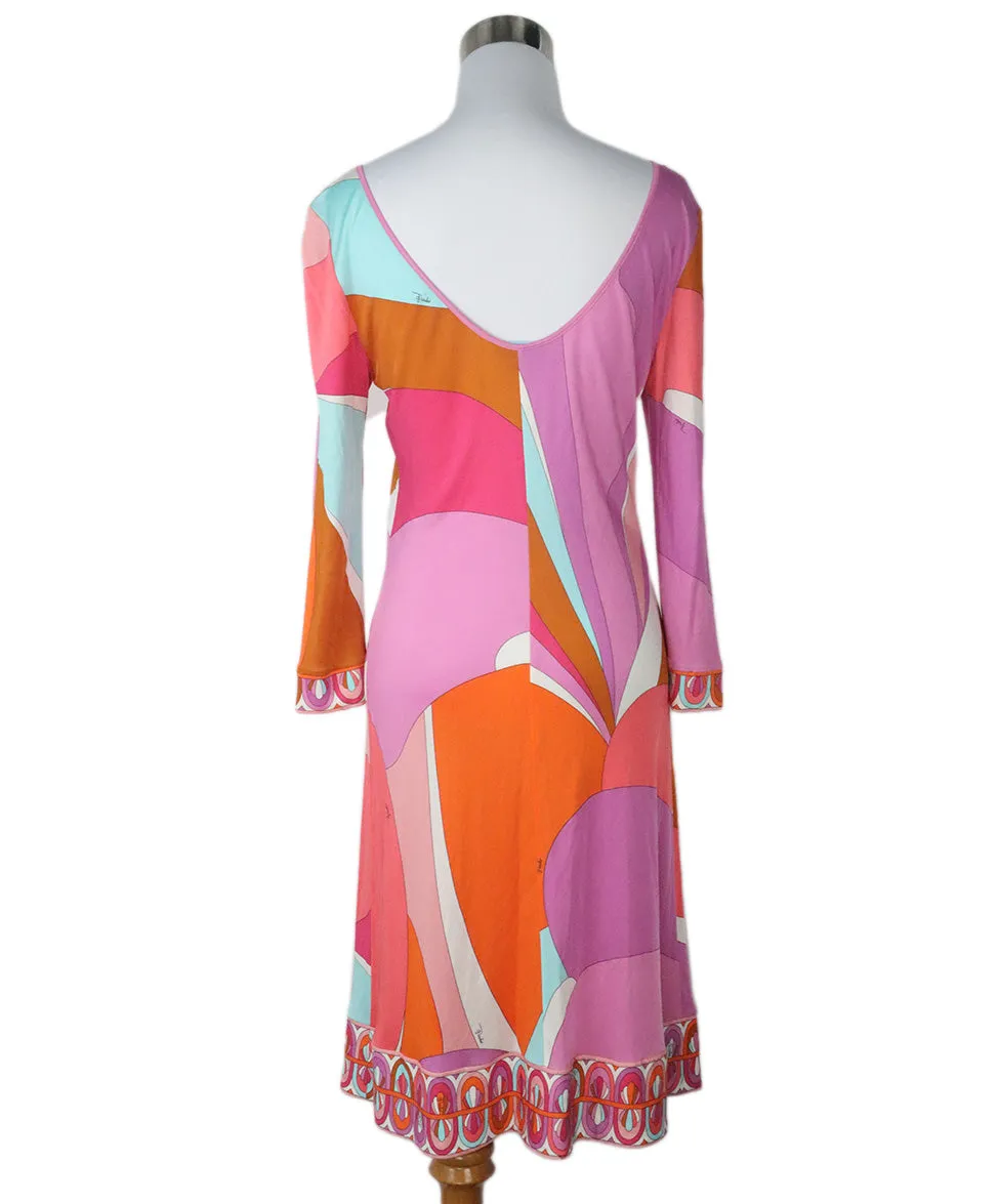 Emilio Pucci Pink Multicolored Jersey Dress sz 4