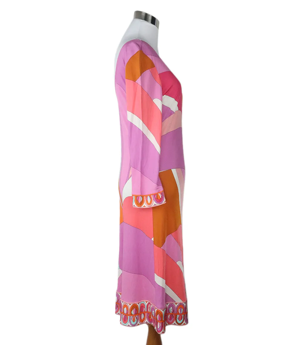 Emilio Pucci Pink Multicolored Jersey Dress sz 4