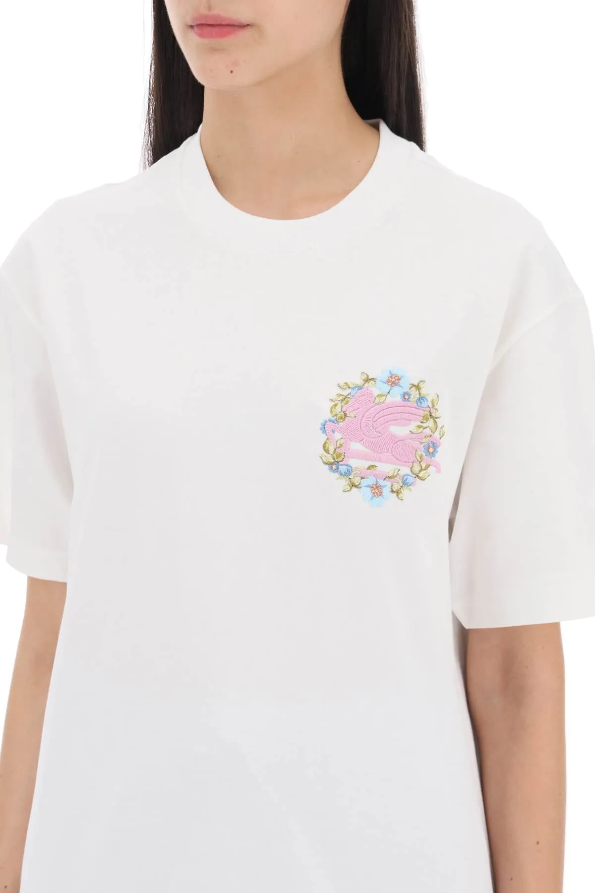 ETRO floral pegasus embroidered t-shirt