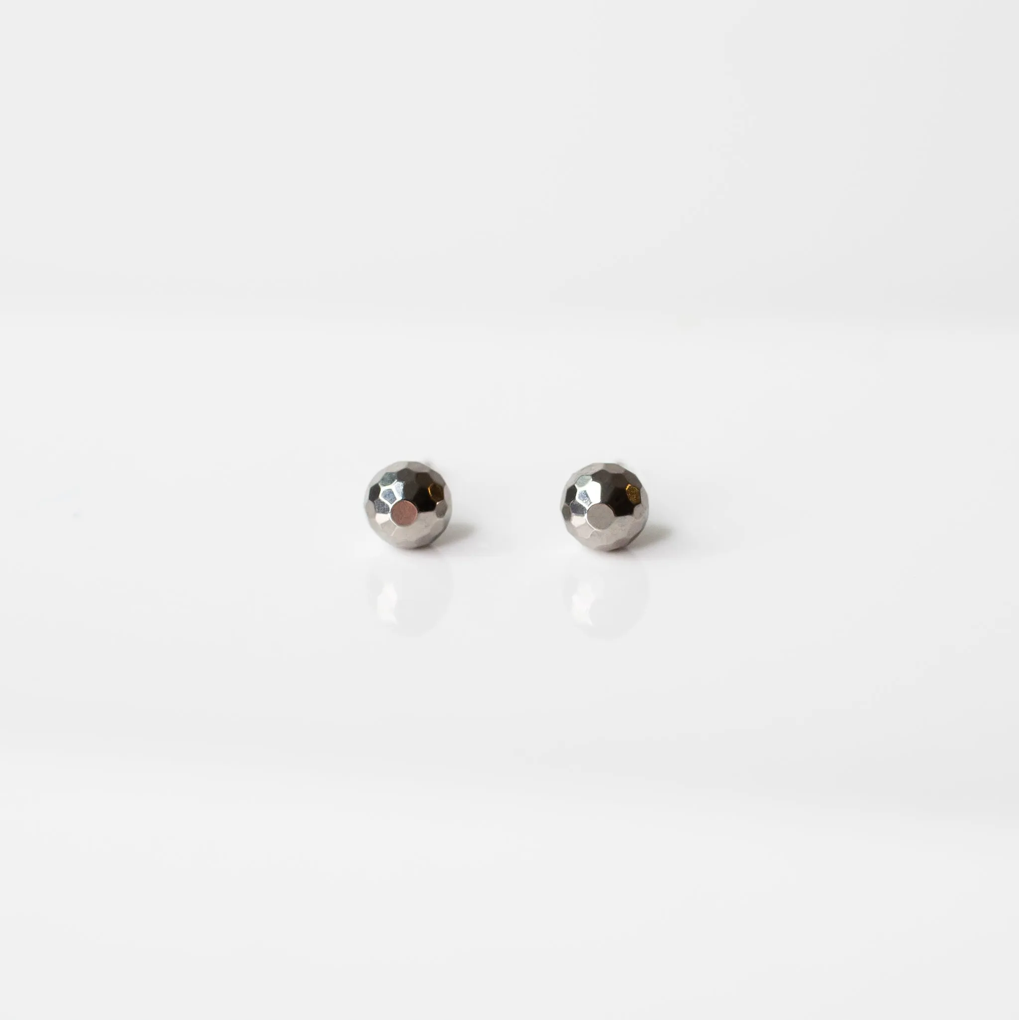 Faceted Sphere Flat Back Sleeper Earrings