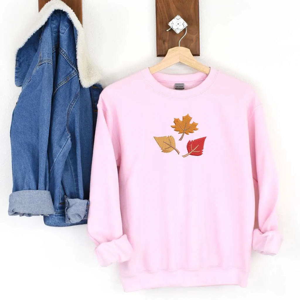 Fall Leaves Embroidered Sweatshirt