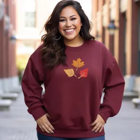 Fall Leaves Embroidered Sweatshirt