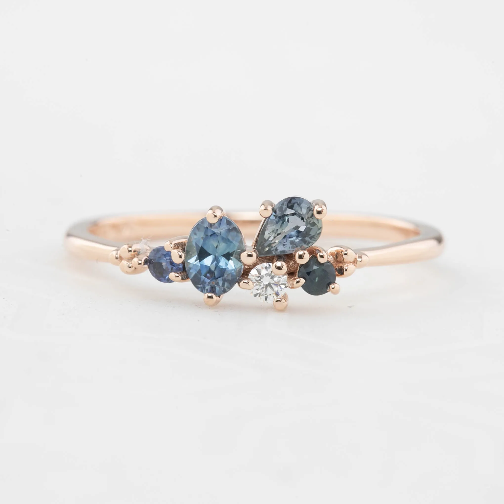 Five Stones Sapphire and Diamond Stardust Cluster Ring