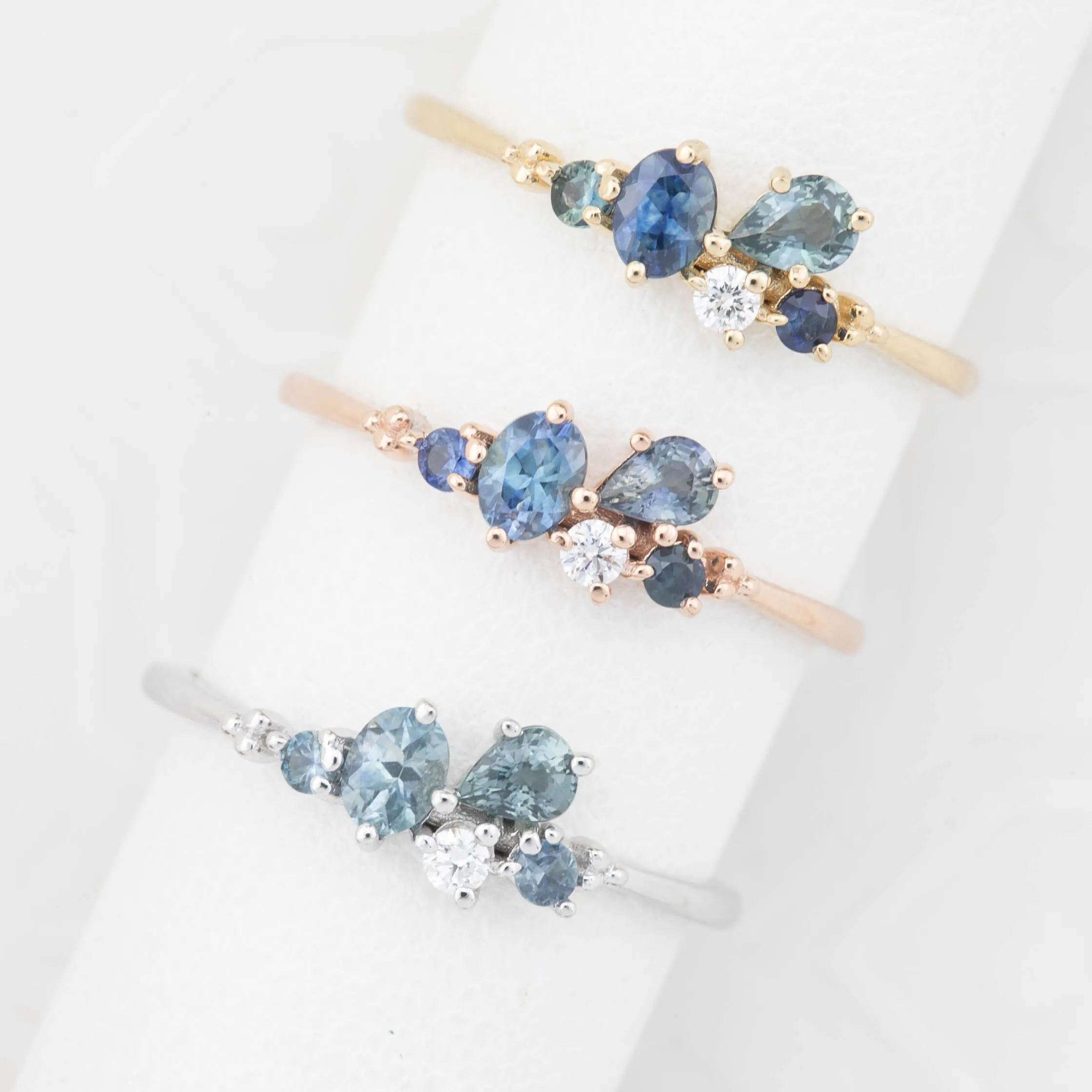 Five Stones Sapphire and Diamond Stardust Cluster Ring