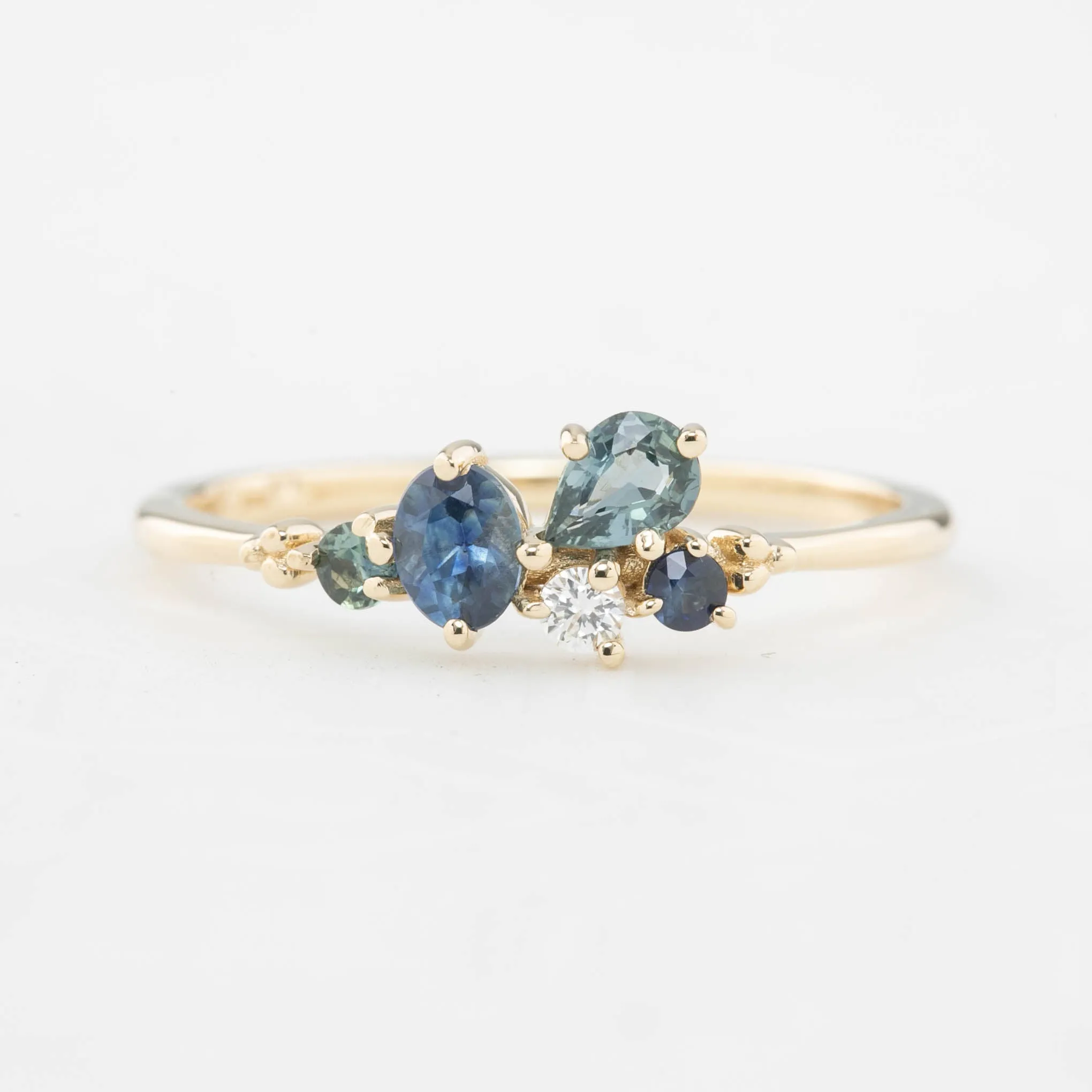 Five Stones Sapphire and Diamond Stardust Cluster Ring