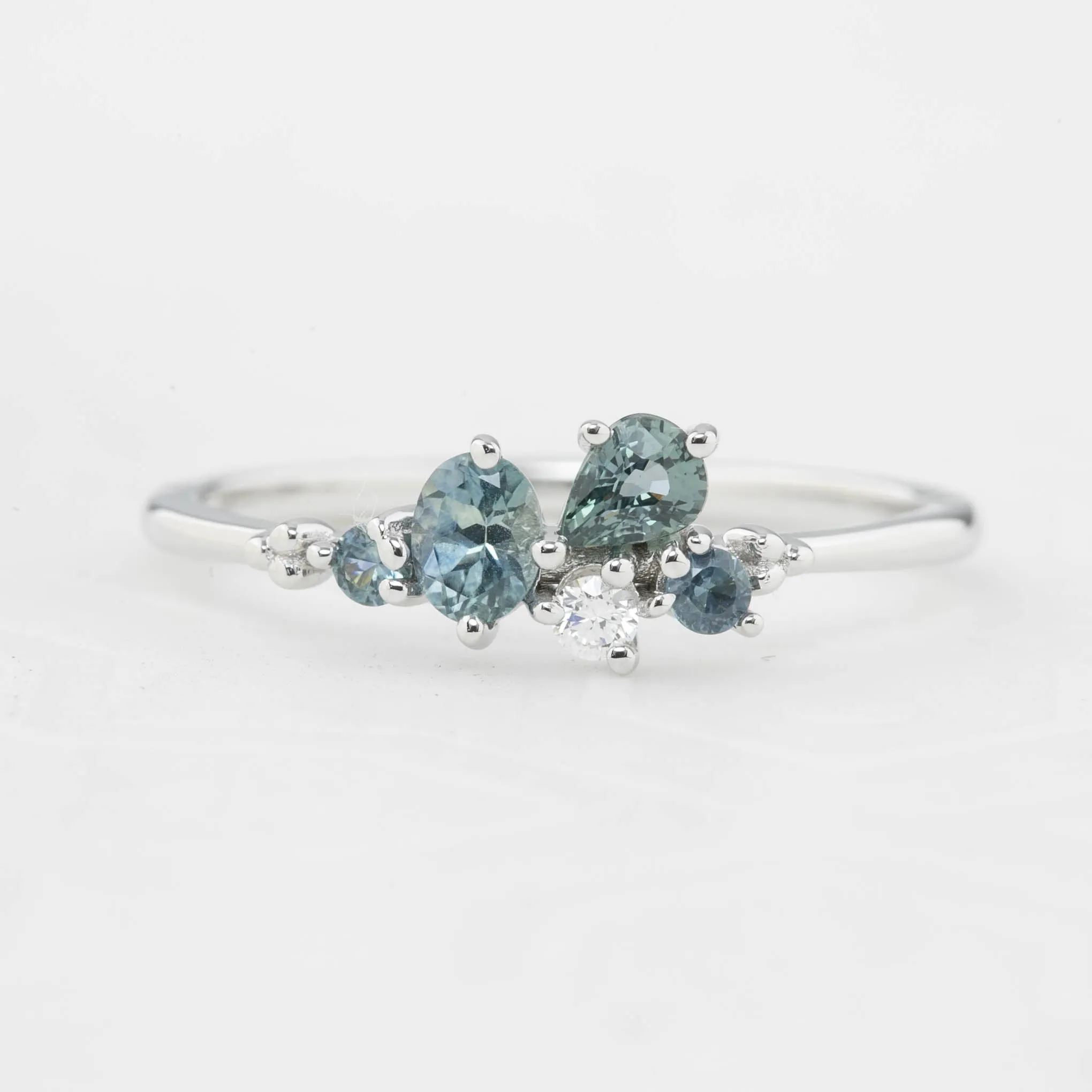 Five Stones Sapphire and Diamond Stardust Cluster Ring