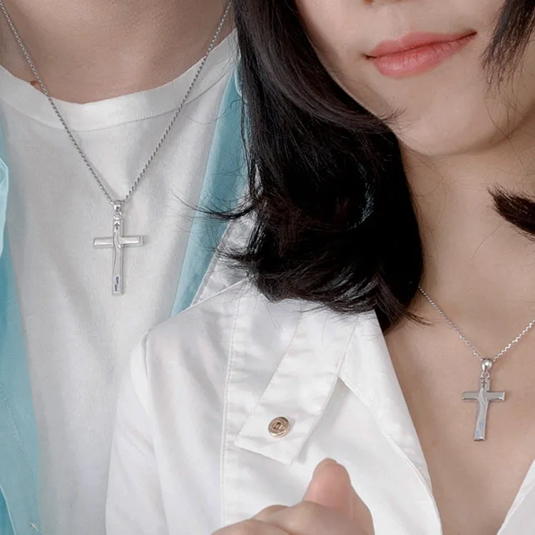 ‘Follow Jesus’ Cross Necklace - Unisex Pendant - Sterling Silver - White Gold Plated Jewelry - Christian Gift - Artisan Handcrafted - Limited Edition