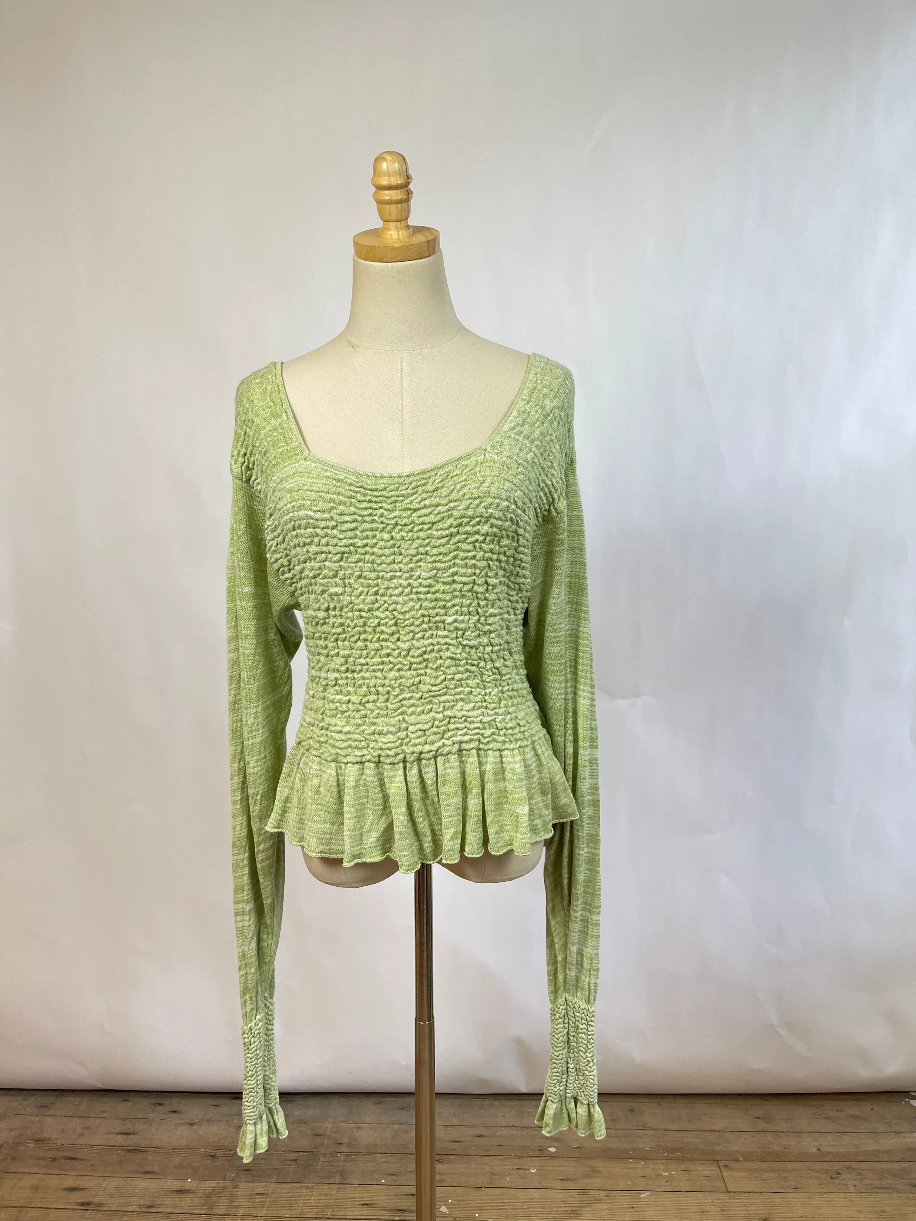 Free People Green Knit Top (L)