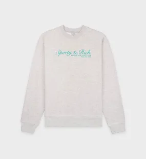 French Crewneck - Heather Gray/Aquamarine