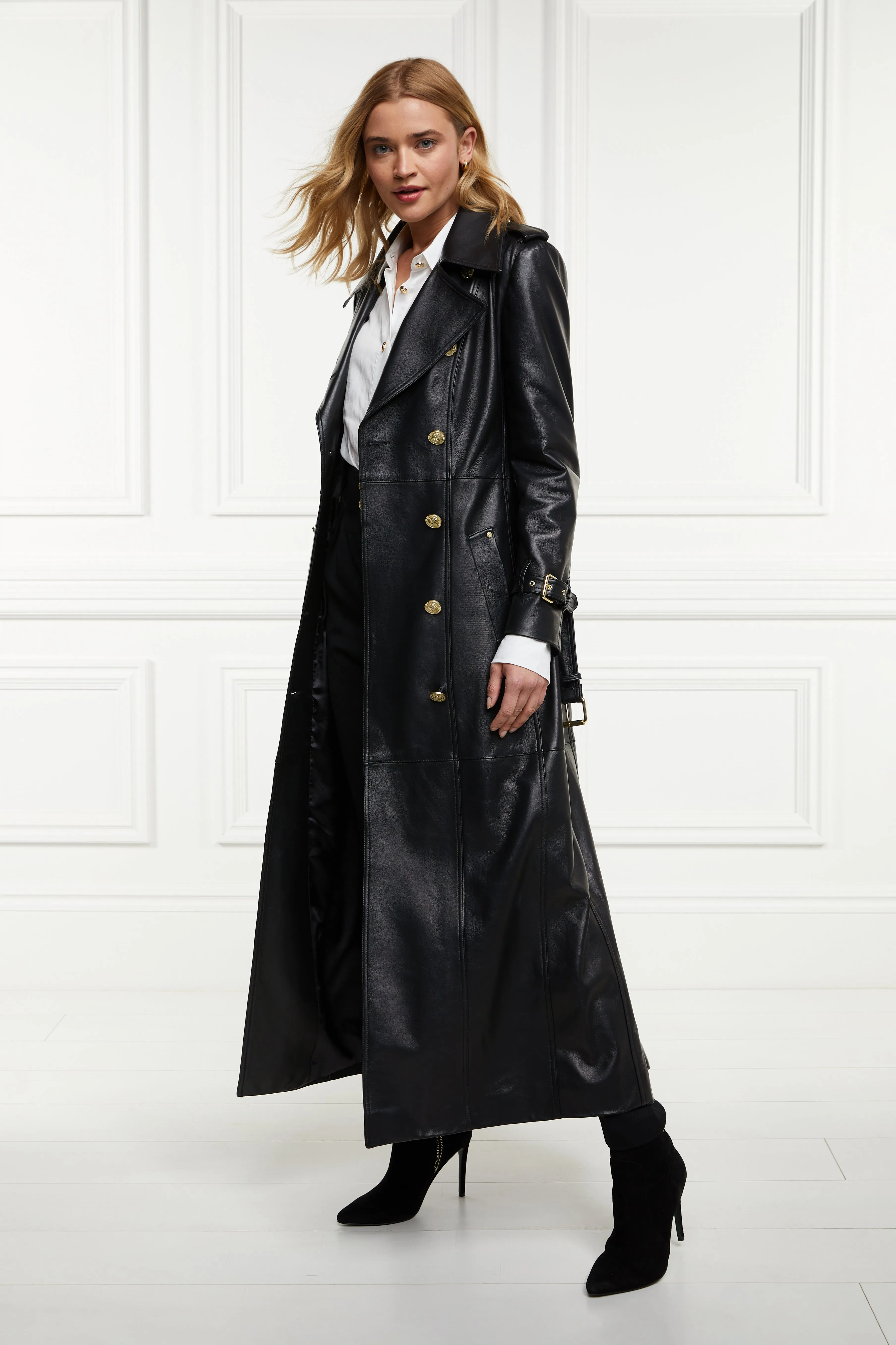 Full Length Marlborough Trench Coat (Valencia Leather Black)