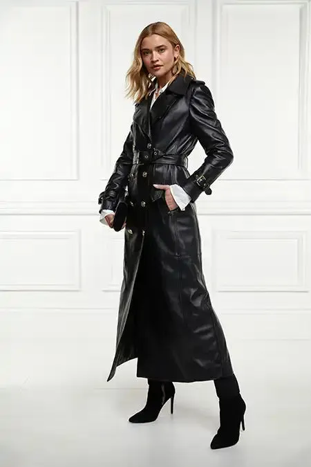 Full Length Marlborough Trench Coat (Valencia Leather Black)