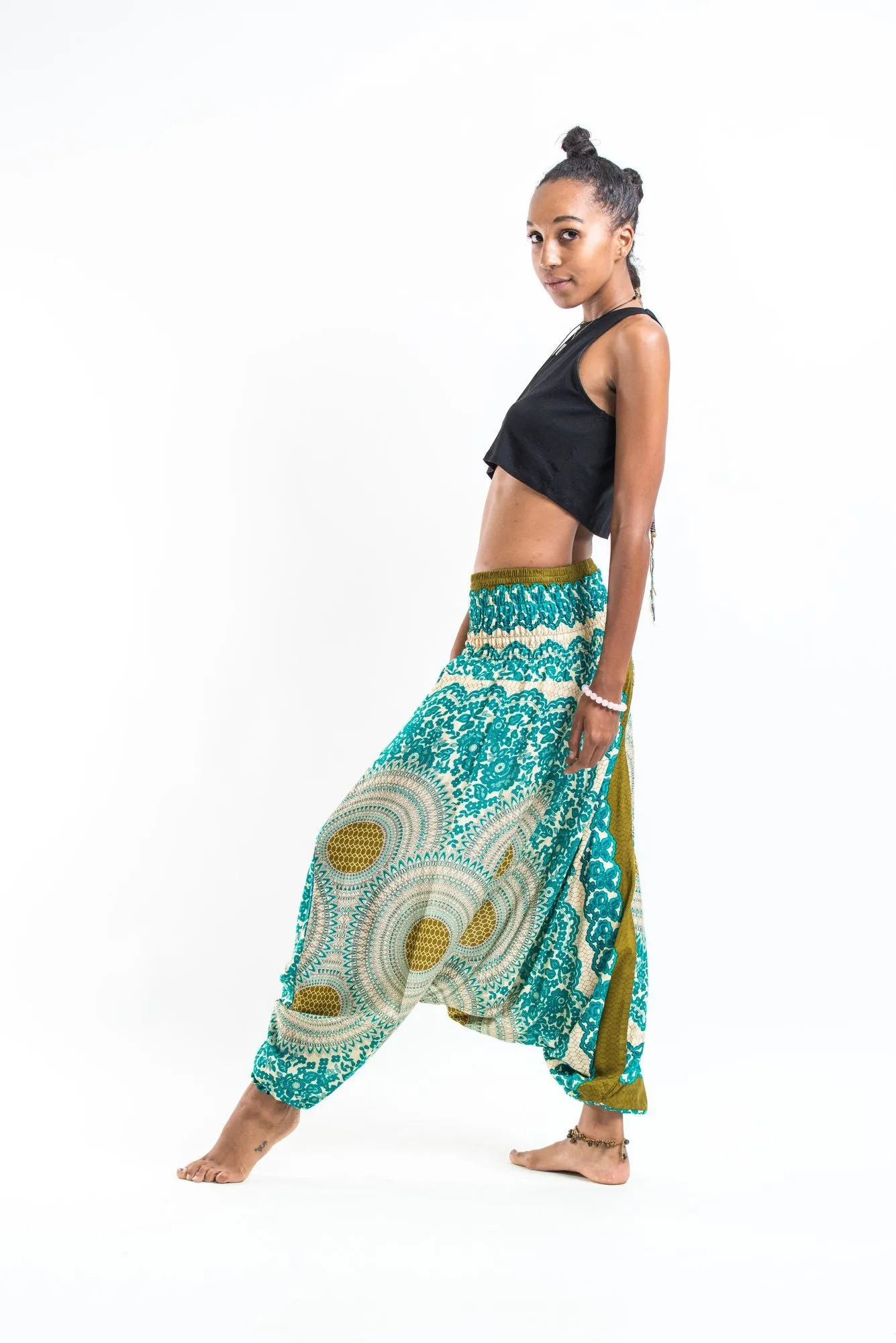 Geometric Mandalas 2-in-1 Jumpsuit Harem Pants in Mint Green