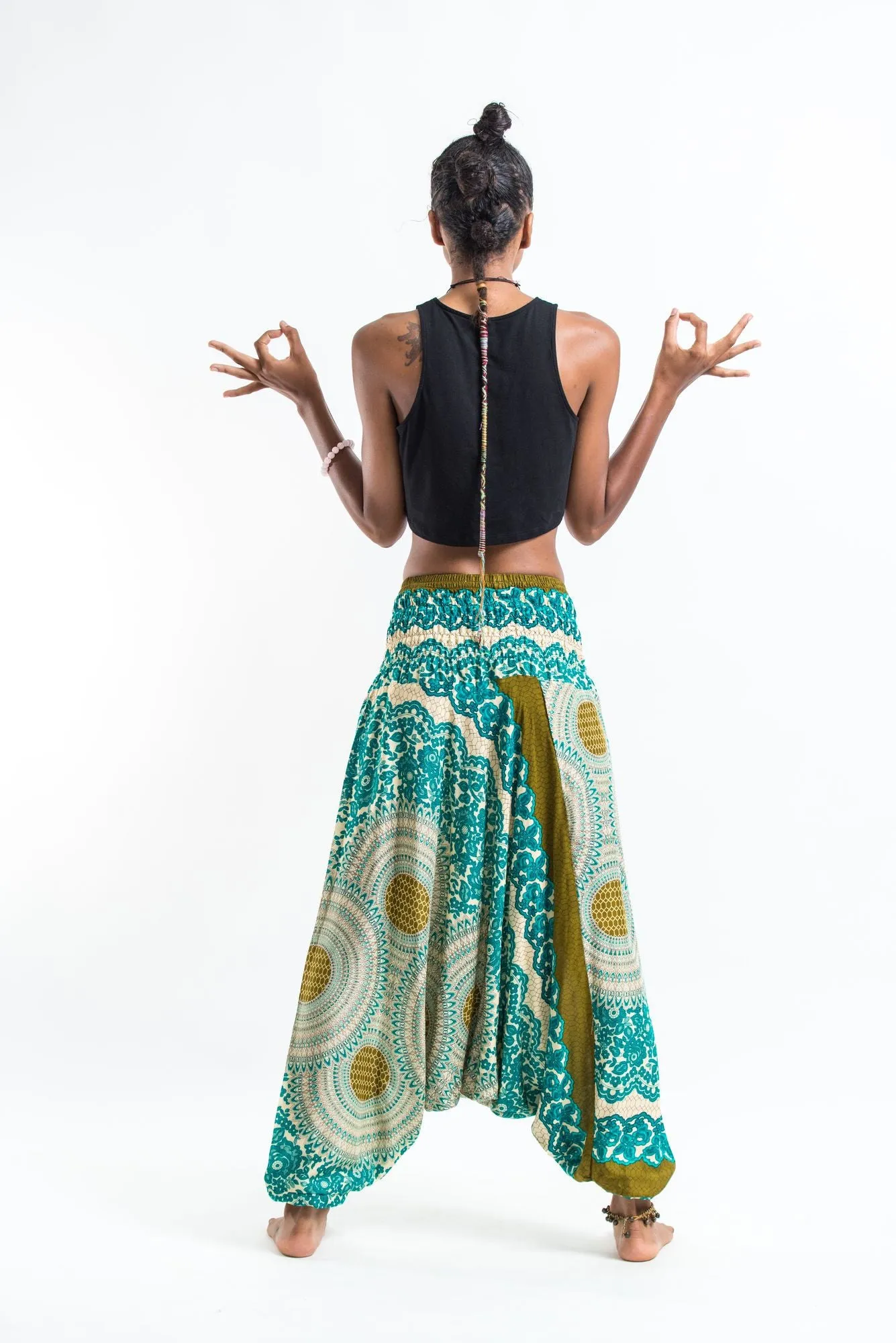 Geometric Mandalas 2-in-1 Jumpsuit Harem Pants in Mint Green