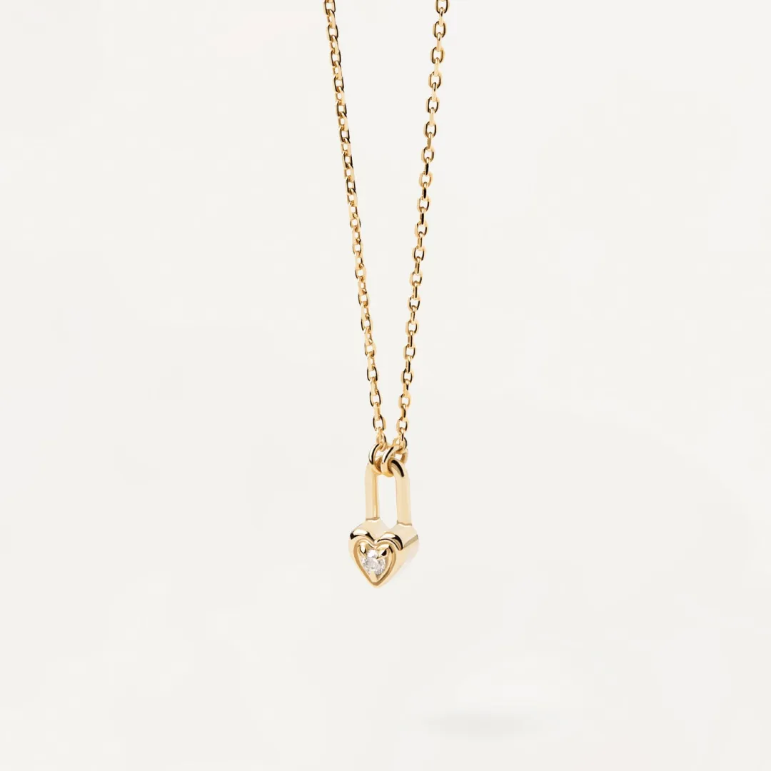 Gold-plated Heart Padlock Pendant Necklace