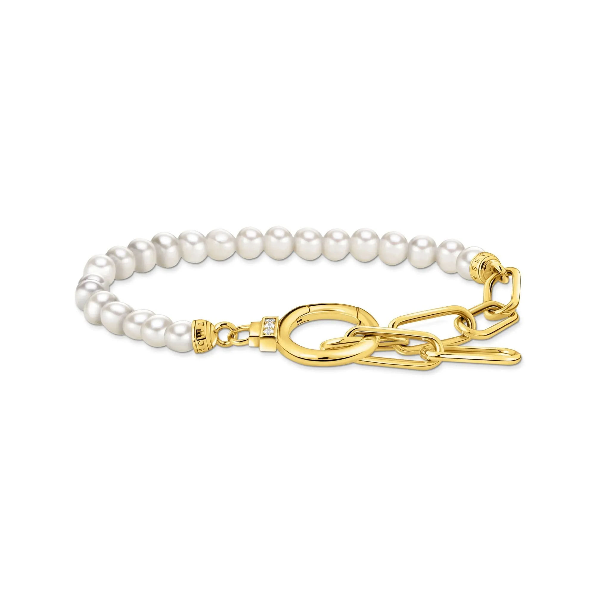 Golden Bracelet with freshwater cultured pearls