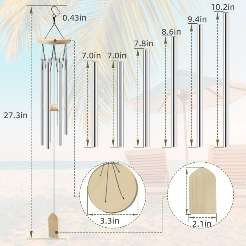 GoodVybe™ Small Garden Wind Chimes: Pleasant Tone, 6 Tubes Decor