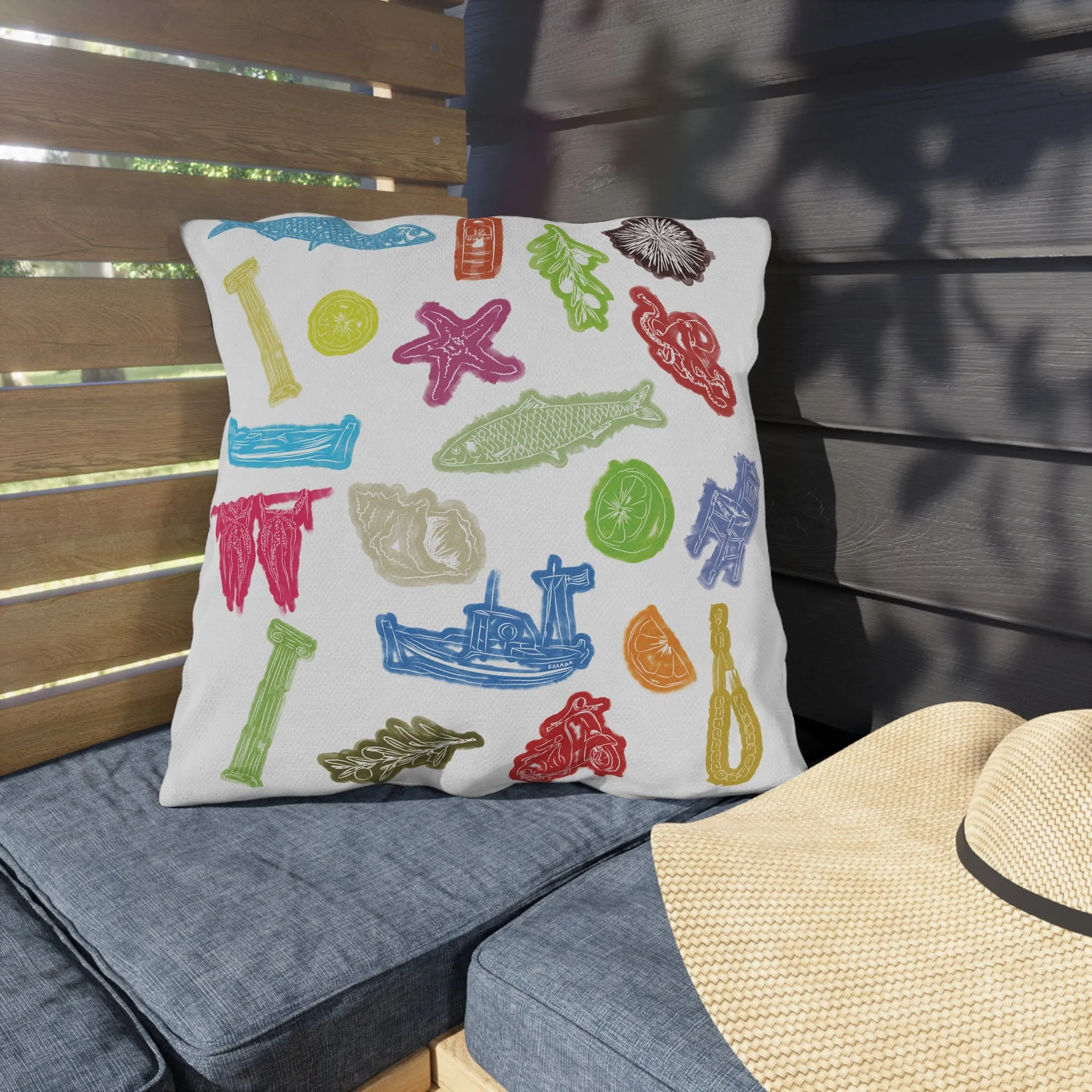 Greek Sardelles Outdoor Pillows