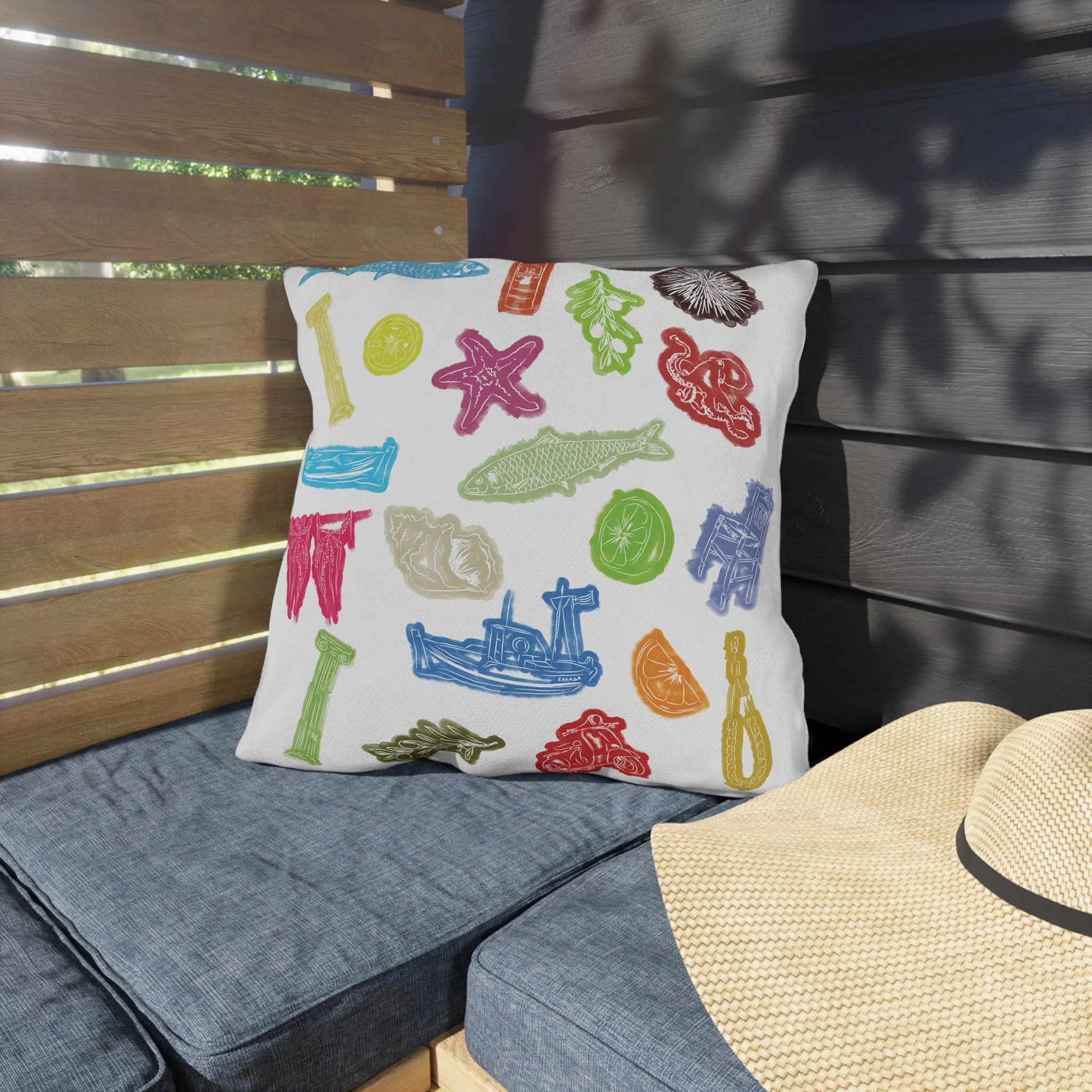 Greek Sardelles Outdoor Pillows