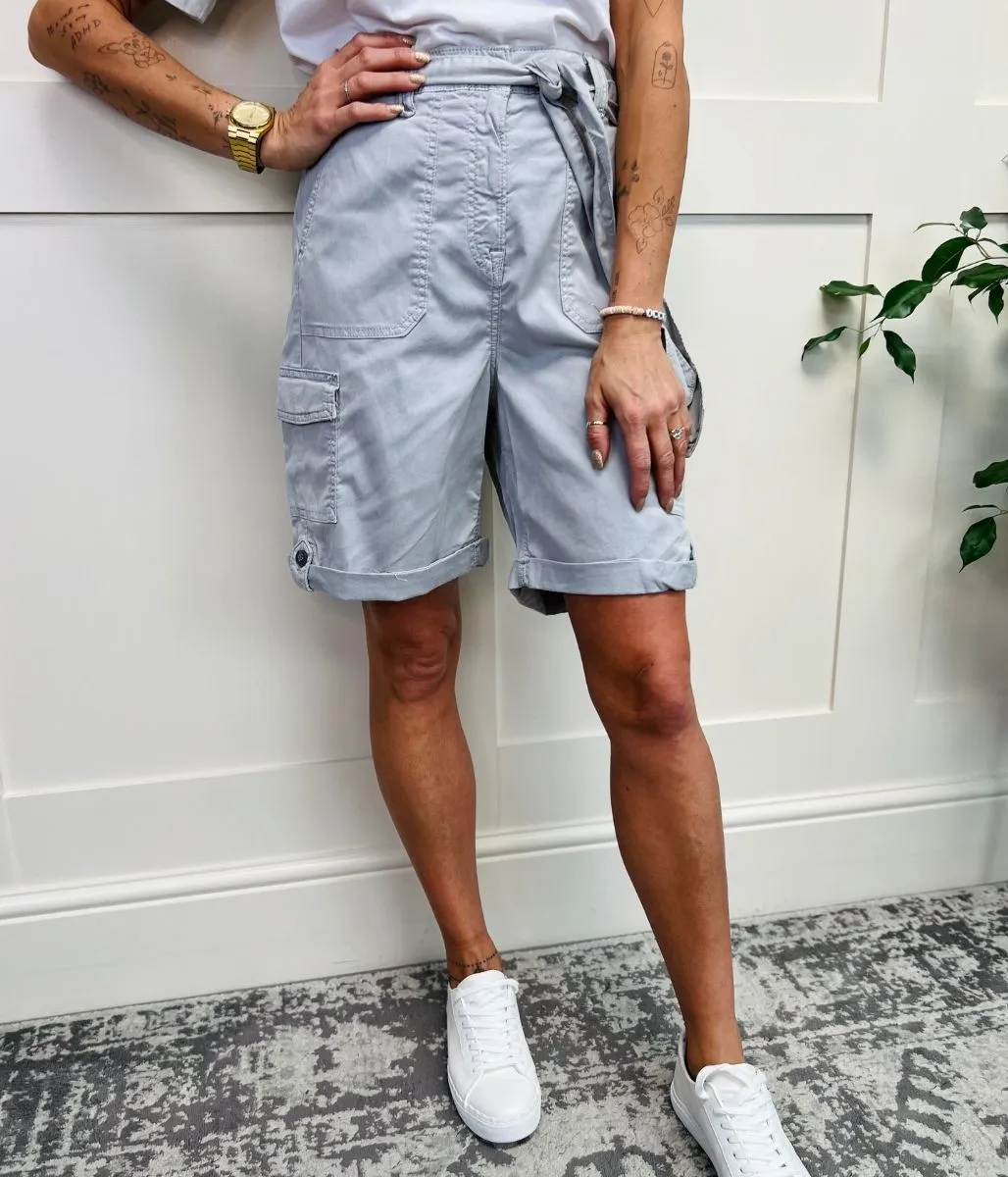 Grey Long Cargo Shorts