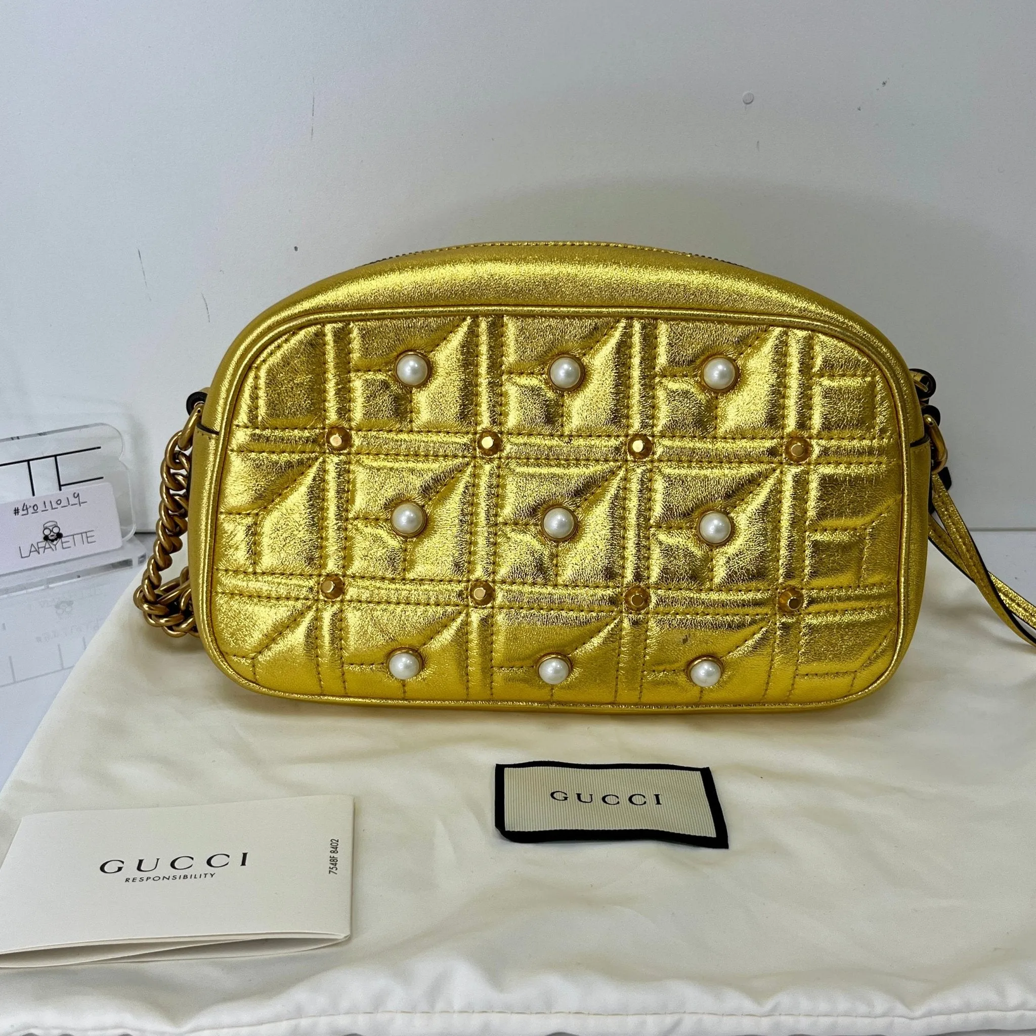 Gucci Pearl Studded GG Marmont Camera Bag