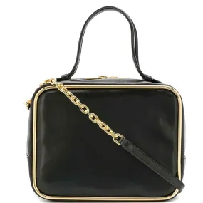 Halo Crossbody Satchel, Black/Gold