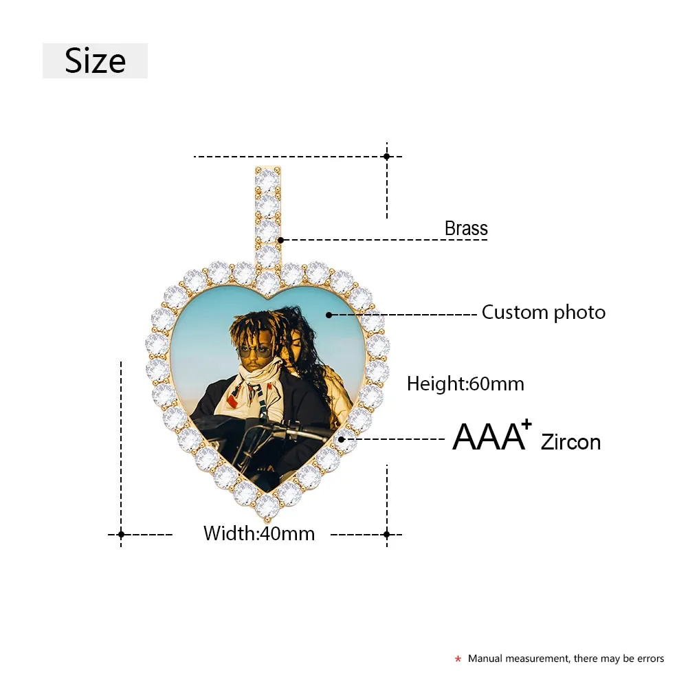 Heart Custom Photo Plating Of 14K Gold Medallion Necklace Hip Hop Jewelry