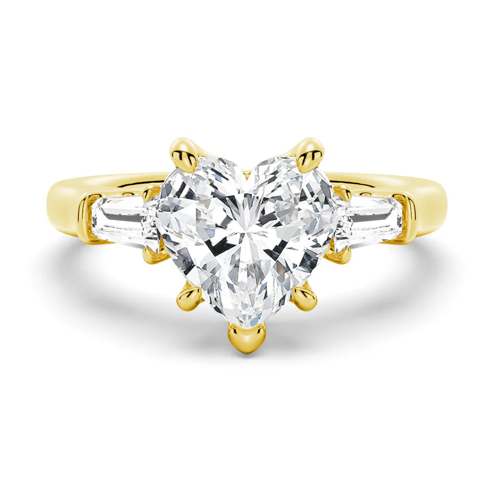 Heart-Shaped Engagement Ring with Tapered Baguette Stones