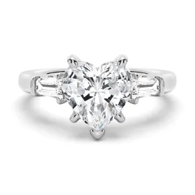 Heart-Shaped Engagement Ring with Tapered Baguette Stones